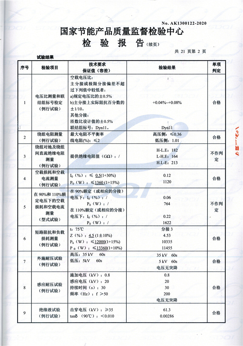 高低压试验报告-S11-1250城口城口城口油浸式变压器-2.jpg